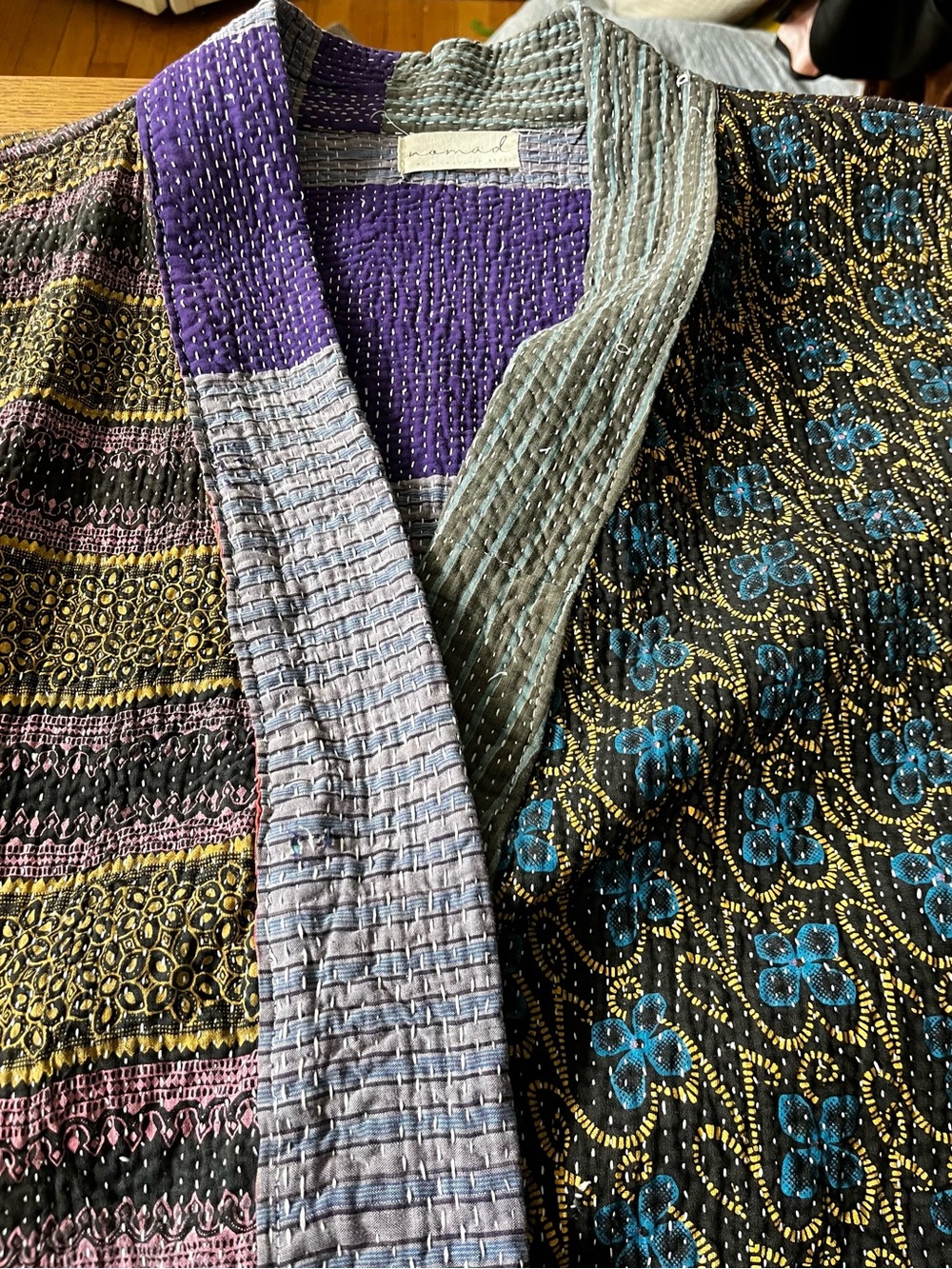 Nomad Purple & Gray Patchwork Kantha Handmade Vest. Stunning!! - Picture 13 of 14